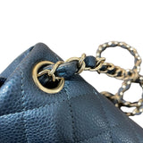 シャネル CHANEL ミニマトラッセ18 A35200 ネイビー　GD金具 キャビアスキン レディース ショルダーバッグ