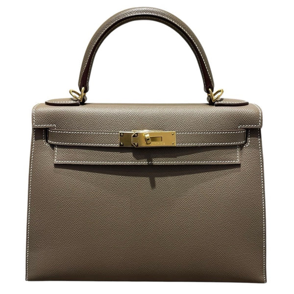 エルメス HERMES ケリー28　外縫い Z刻 エトゥープ　GD金具 エプソン レディース ショルダーバッグ
