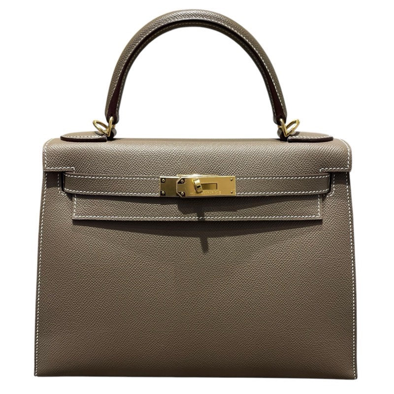 エルメス HERMES ケリー28　外縫い Z刻 エトゥープ　GD金具 エプソン レディース ショルダーバッグ