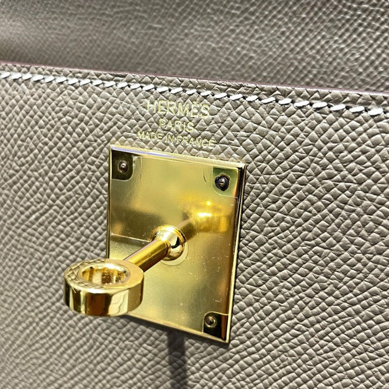 エルメス HERMES ケリー28　外縫い Z刻 エトゥープ　GD金具 エプソン レディース ショルダーバッグ