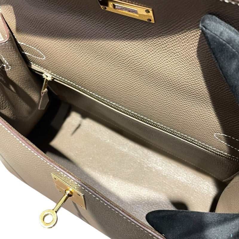 エルメス HERMES ケリー28　外縫い Z刻 エトゥープ　GD金具 エプソン レディース ショルダーバッグ