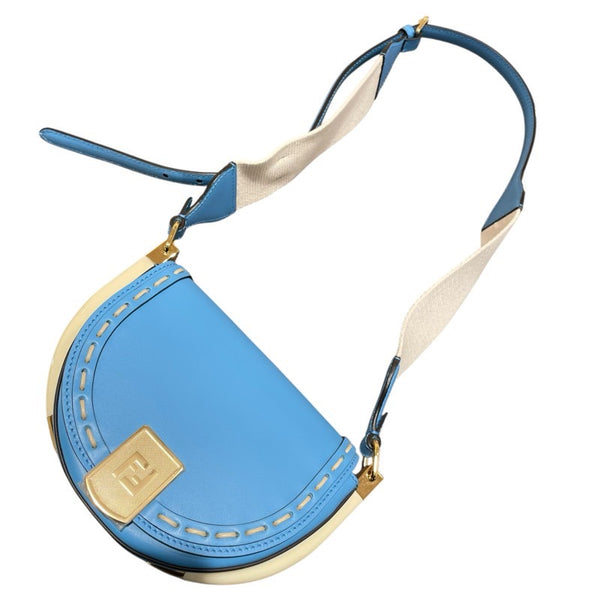 フェンディ FENDI ムーンライトショルダーバッグ 8BT346 ブルー　GD金具 レザー レディース ショルダーバッグ
