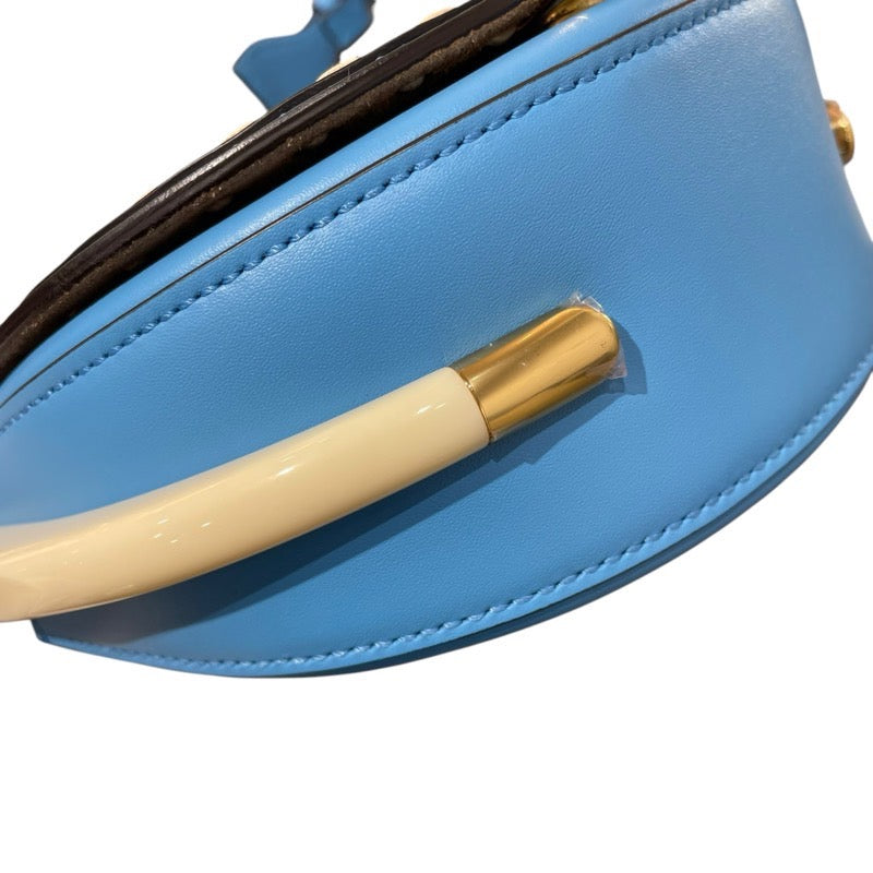 フェンディ FENDI ムーンライトショルダーバッグ 8BT346 ブルー　GD金具 レザー レディース ショルダーバッグ