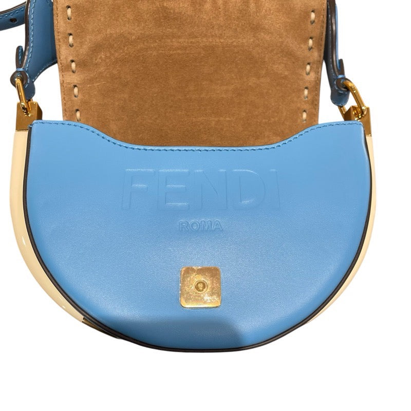 フェンディ FENDI ムーンライトショルダーバッグ 8BT346 ブルー　GD金具 レザー レディース ショルダーバッグ