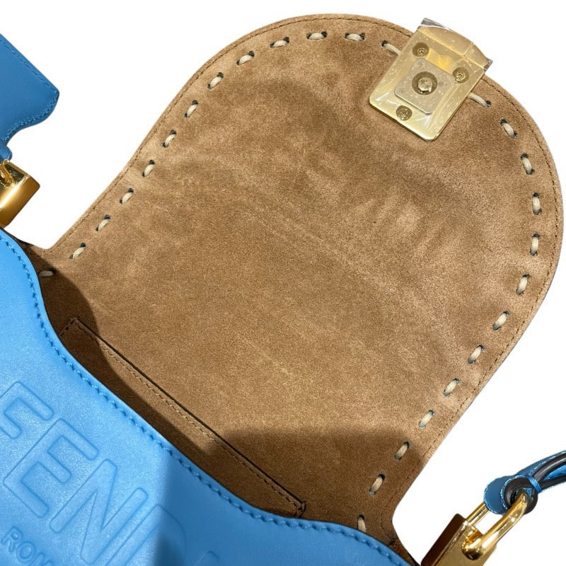 フェンディ FENDI ムーンライトショルダーバッグ 8BT346 ブルー　GD金具 レザー レディース ショルダーバッグ