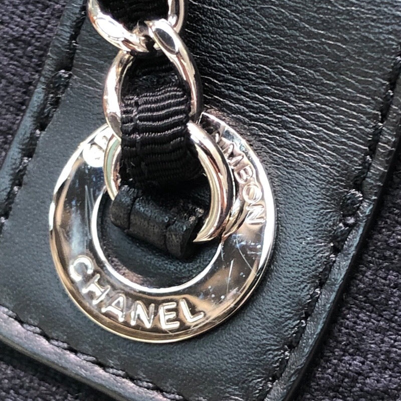 シャネル CHANEL ドーヴィルボーリングバッグ A92749 ブラック/ネイビー/シルバー金具 キャンバス レディース ショルダーバッグ