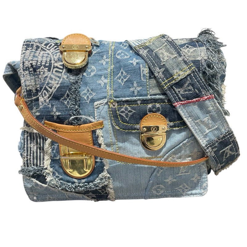 ルイ・ヴィトン LOUIS VUITTON パッチワークポスティ M95347 ブルー デニム・モノグラム ユニセックス ショルダーバッグ