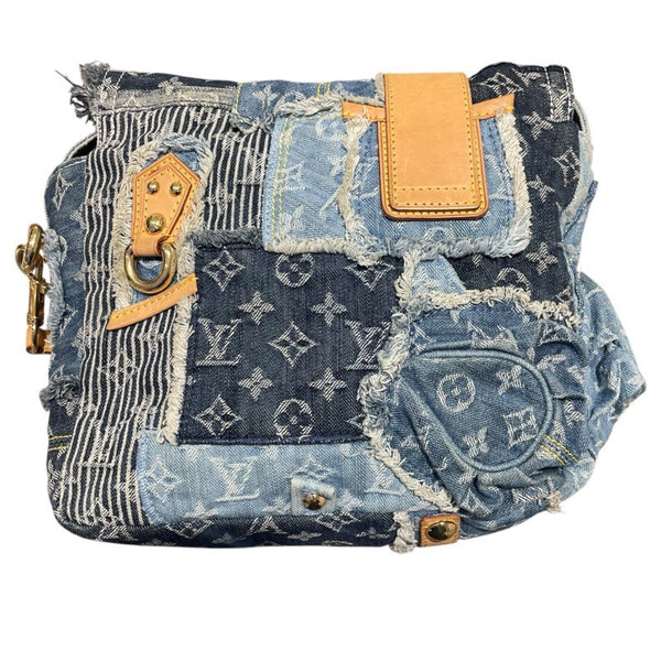 ルイ・ヴィトン LOUIS VUITTON パッチワークポスティ M95347 ブルー デニム・モノグラム ユニセックス ショルダーバッグ