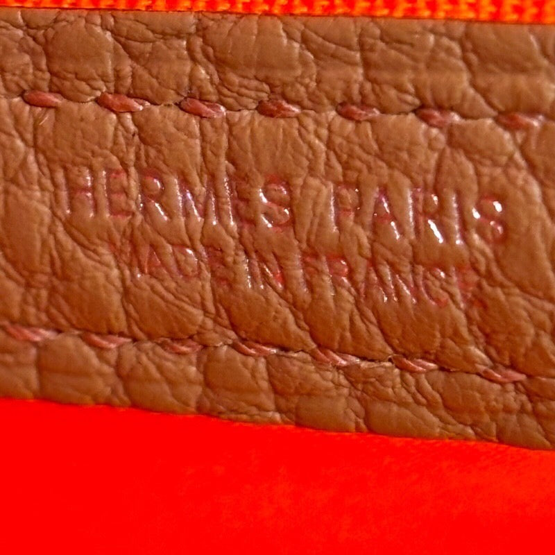 エルメス HERMES ガーデンパーティーTPM B刻印 オレンジ×ビスキュイ×シルバー金具 トワル×ネゴンダ レディース トートバッグ