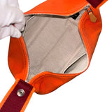 エルメス HERMES ブリッドアブラックPM オレンジ シルバー金具 トワル レディース ポーチ