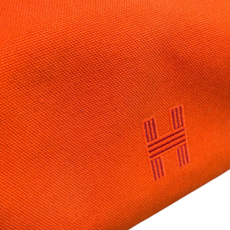 エルメス HERMES ブリッドアブラックPM オレンジ シルバー金具 トワル レディース ポーチ