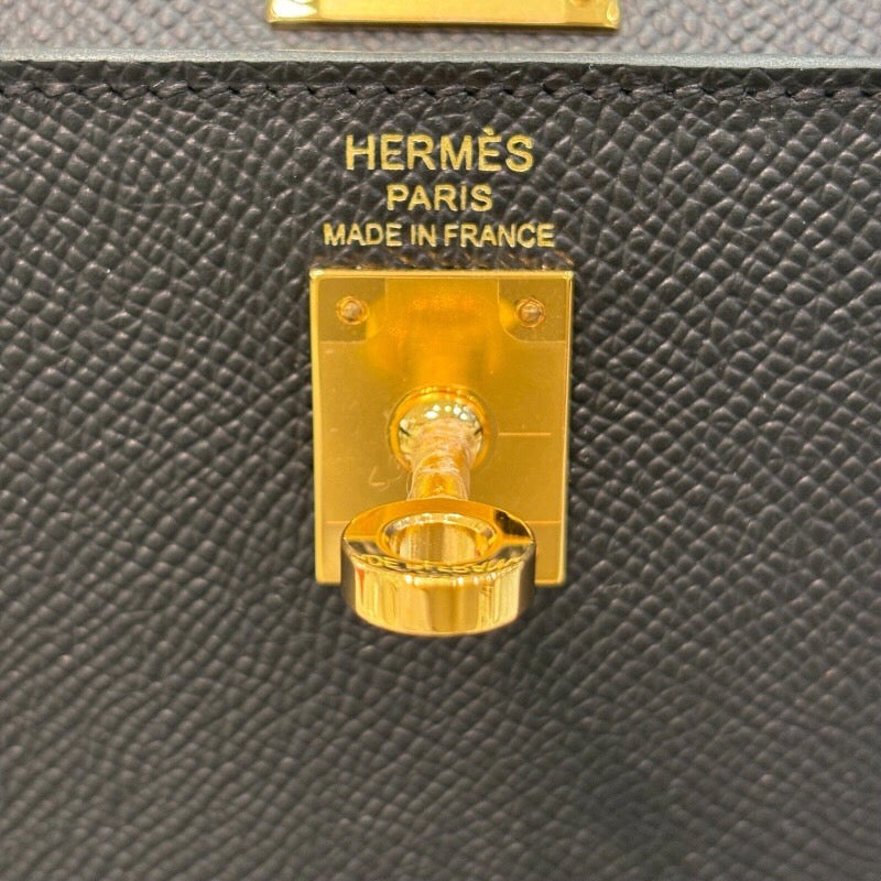 エルメス HERMES ケリー25 外縫い W刻印 ブラック×ゴールド金具 エプソン レディース ショルダーバッグ