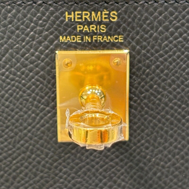 エルメス HERMES ケリー25 外縫い W刻印 ブラック×ゴールド金具 エプソン レディース ショルダーバッグ