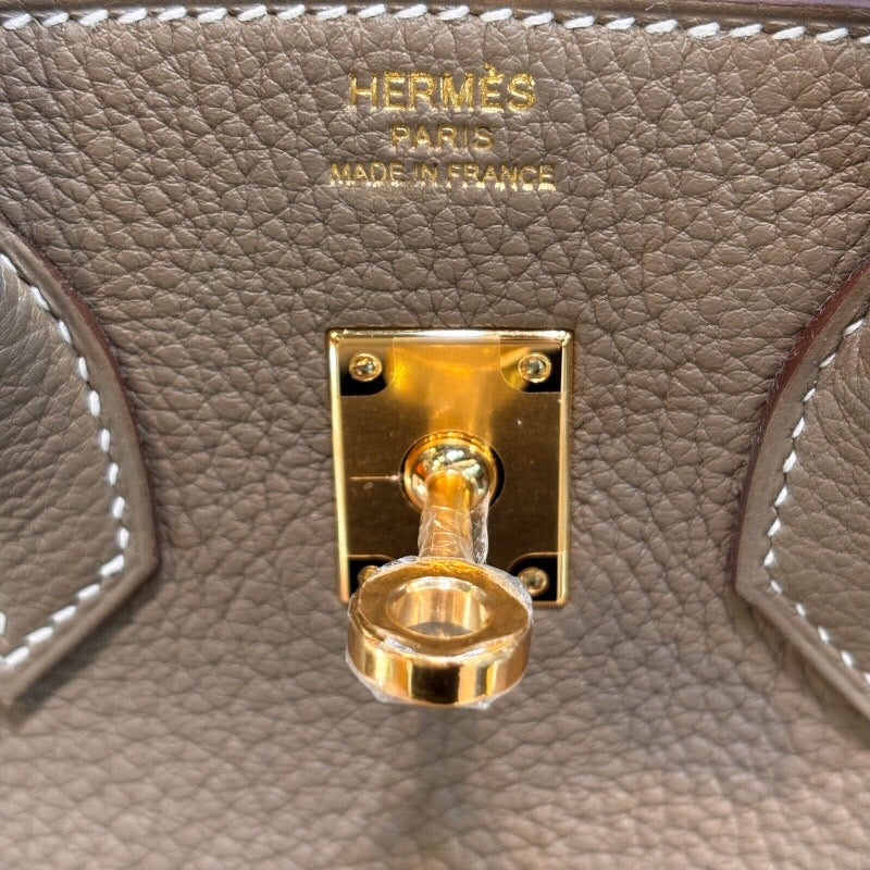 エルメス HERMES バーキン25 W刻印 エトゥープ×ゴールド金具 トゴ レディース ハンドバッグ