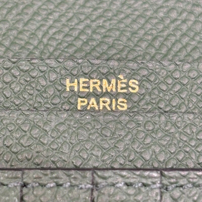 エルメス HERMES ベアンコンパクト ヴェルソ U刻印 ブルーサフィール エプソン 二つ折り財布