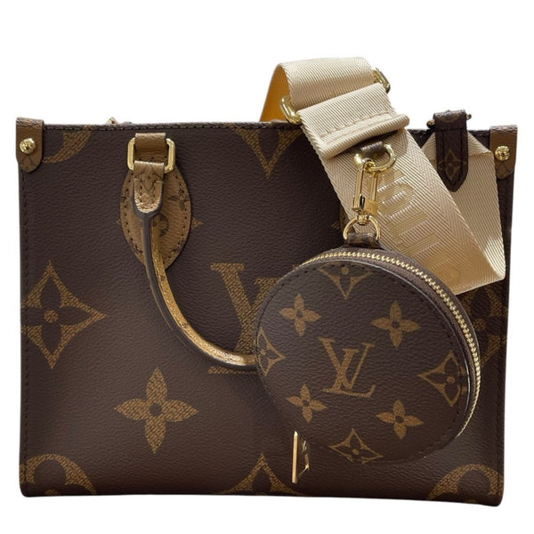 ルイ・ヴィトン LOUIS VUITTON オンザゴーPM M46373 ブラウン モノグラム・リバース レディース ショルダーバッグ