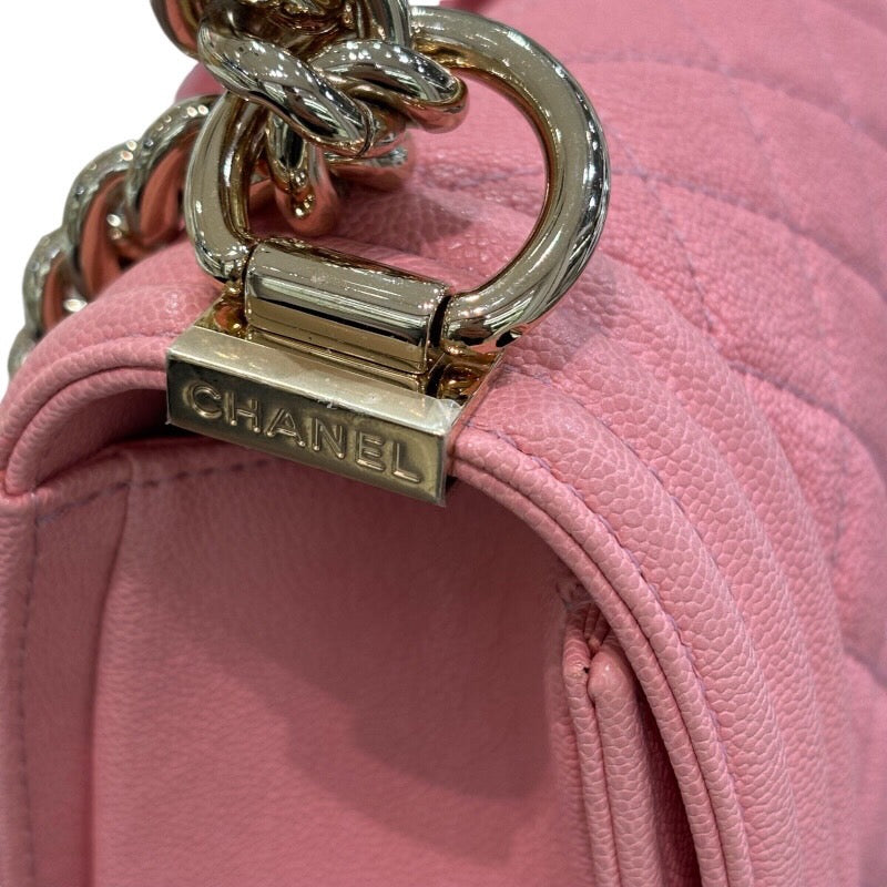 シャネル CHANEL ボーイシャネル25 A67086 27番台 ピンク×ゴールド金具 キャビアスキン レディース ショルダーバッグ