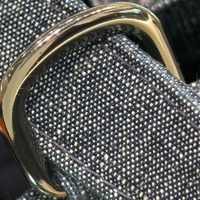 シャネル CHANEL ミニバケットショルダーバッグ 5番台 レッド×ブルー シルバー金具 デニム×スパンコール レディース ショルダーバッグ