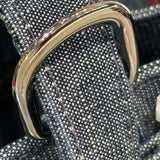シャネル CHANEL ミニバケットショルダーバッグ 5番台 レッド×ブルー シルバー金具 デニム×スパンコール レディース ショルダーバッグ