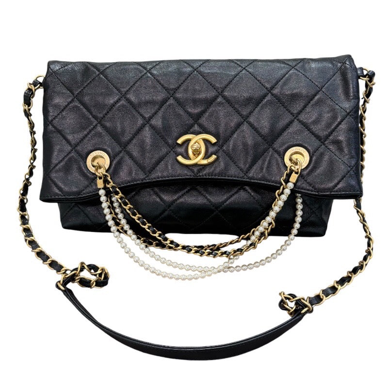 シャネル CHANEL マトラッセ2wayショルダー 30番台 ブラック×ゴールド金具 ラムスキン レディース ショルダーバッグ