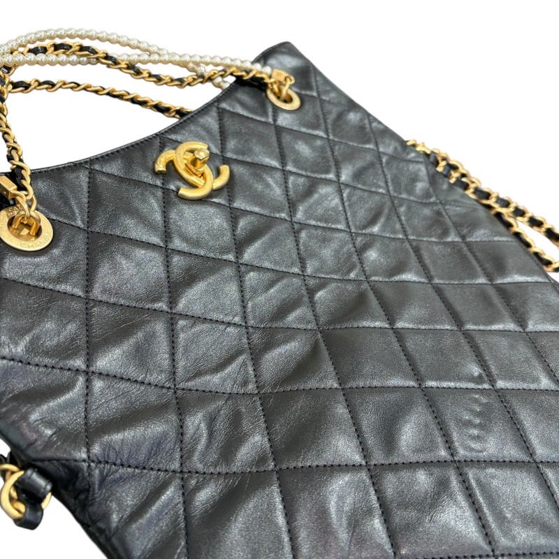 シャネル CHANEL マトラッセ2wayショルダー 30番台 ブラック×ゴールド金具 ラムスキン レディース ショルダーバッグ