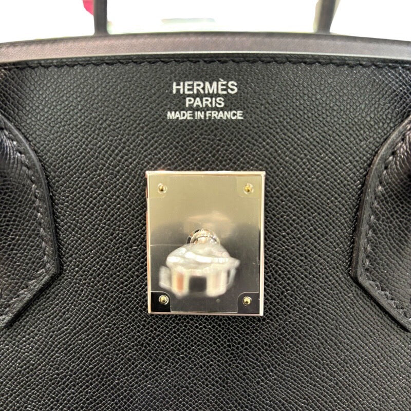 エルメス HERMES バーキン30　セリエ W刻印 ブラック×シルバー金具 マダム レディース ハンドバッグ