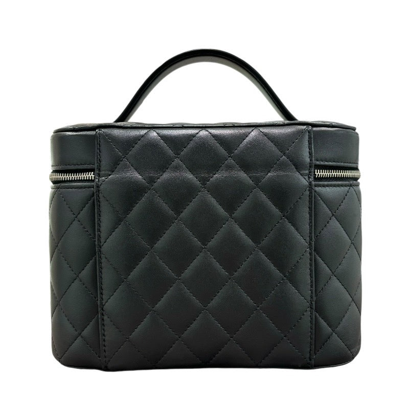 シャネル CHANEL バニティハンドバッグ A80913 ブラック×シルバー金具