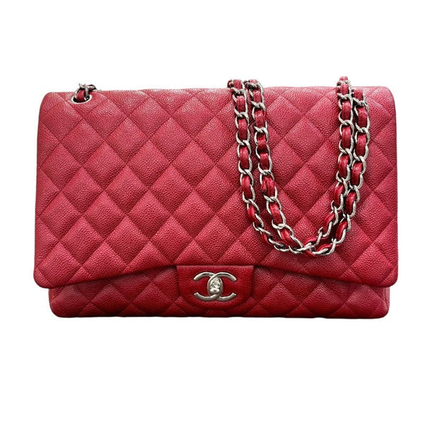 シャネル CHANEL マトラッセ34 A58601 レッド×シルバー金具 キャビアスキン レディース ショルダーバッグ