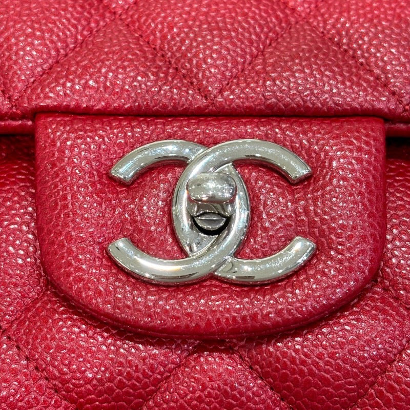 シャネル CHANEL マトラッセ34 A58601 レッド×シルバー金具 キャビアスキン レディース ショルダーバッグ