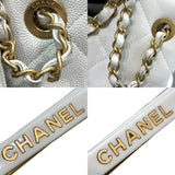 シャネル CHANEL チェーンショルダー ホワイト×ゴールド金具 キャビアスキン レディース ショルダーバッグ