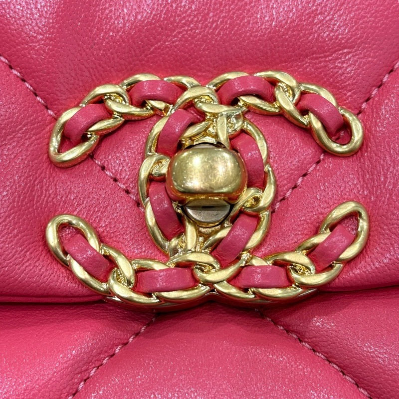 シャネル CHANEL CHANEL19 フラップバッグ ピンク ラム レディース ショルダーバッグ