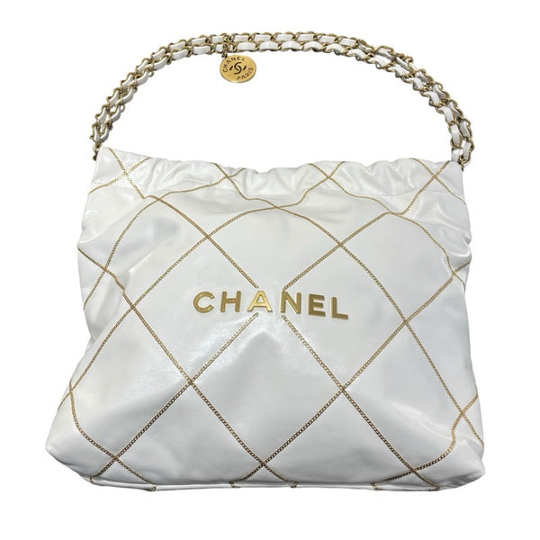 シャネル CHANEL CHANEL22スモールハンドバッグ AS3260 ホワイト　GD金具 シャイニーカーフ レディース ハンドバッグ