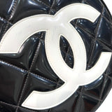 シャネル CHANEL ココマークラウンドバニティ ブラック×ゴールド金具 エナメル レディース ハンドバッグ