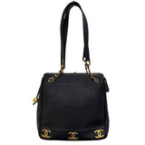 シャネル CHANEL トリプルココマークショルダーバッグ 28番台 ブラック×ゴールド金具 キャビアスキン レディース ショルダーバッグ