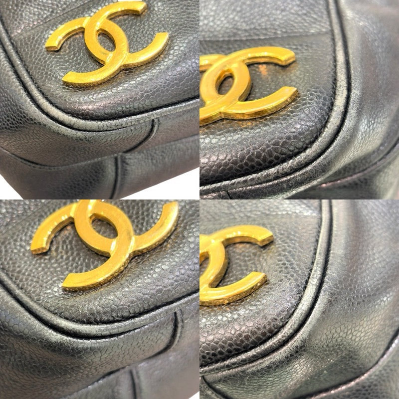シャネル CHANEL トリプルココマークショルダーバッグ 28番台 ブラック×ゴールド金具 キャビアスキン レディース ショルダーバッグ