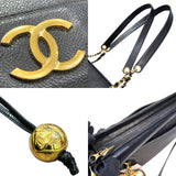 シャネル CHANEL トリプルココマークショルダーバッグ 28番台 ブラック×ゴールド金具 キャビアスキン レディース ショルダーバッグ
