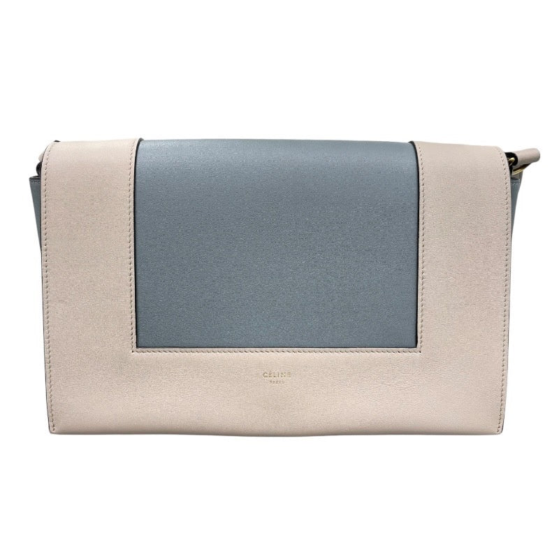 セリーヌ CELINE ミディアムフレームバッグ グレー×ベージュ カーフ 