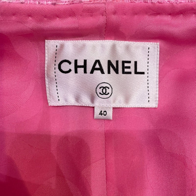 シャネル CHANEL ノーカラーツイードジャケット P76714 ピンク