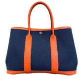 エルメス HERMES ガーデンパーティTPM X刻 ネイビー　SV金具 トワル・ネゴンダ レディース トートバッグ