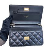 シャネル CHANEL 2.55 エンブロイダリー チェーンウォレット 25番台 ブラック/GD金具 カーフ レディース ショルダーバッグ