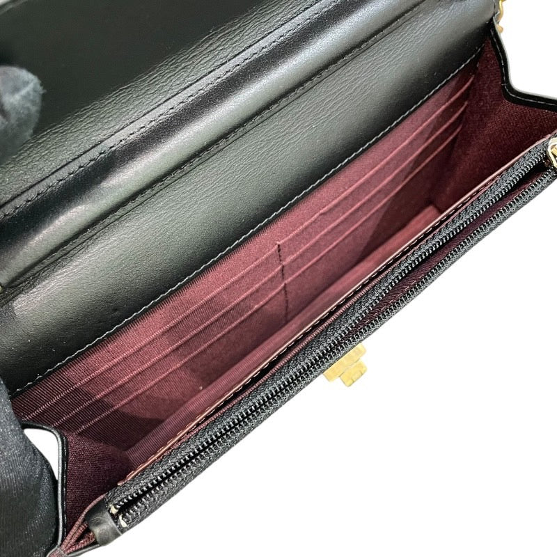 シャネル CHANEL 2.55 エンブロイダリー チェーンウォレット 25番台 ブラック/GD金具 カーフ レディース ショルダーバッグ