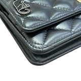 シャネル CHANEL 2.55 エンブロイダリー チェーンウォレット 25番台 ブラック/GD金具 カーフ レディース ショルダーバッグ