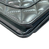 シャネル CHANEL 2.55 エンブロイダリー チェーンウォレット 25番台 ブラック/GD金具 カーフ レディース ショルダーバッグ