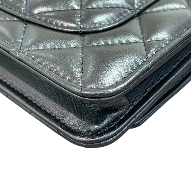 シャネル CHANEL 2.55 エンブロイダリー チェーンウォレット 25番台 ブラック/GD金具 カーフ レディース ショルダーバッグ