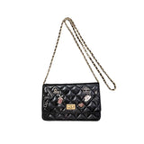 シャネル CHANEL 2.55 エンブロイダリー チェーンウォレット 25番台 ブラック/GD金具 カーフ レディース ショルダーバッグ
