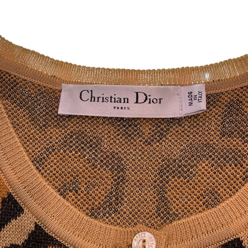 クリスチャン・ディオール Christian Dior レオパード 半袖ニットカーディガン サイズ:42 9C24105AM519 レディース ニット