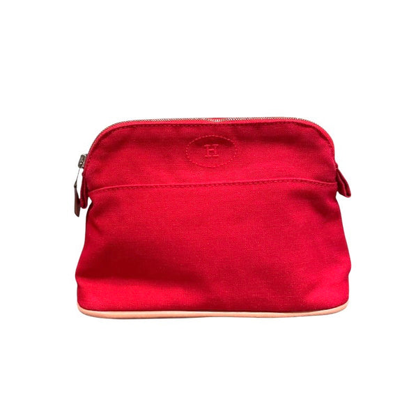 エルメス HERMES ボリードポーチPM レッド×GD金具 トワル レディース ポーチ