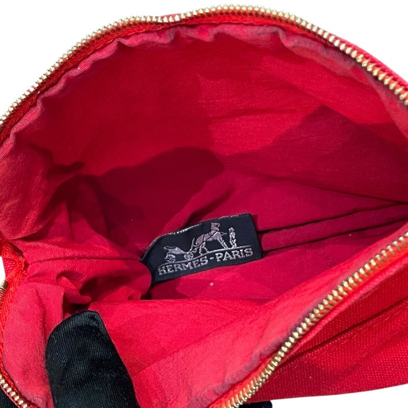 エルメス HERMES ボリードポーチPM レッド×GD金具 トワル レディース ポーチ