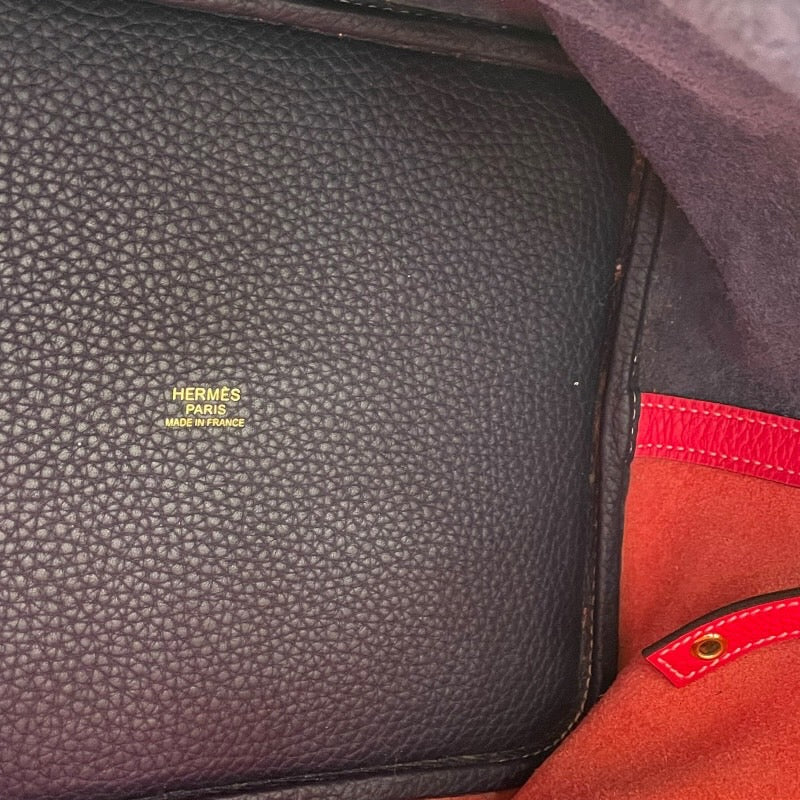 エルメス HERMES ピコタンロックMM カザック D刻印 ローズエクストリーム×ブルーニュイ×ゴールド金具 トリヨンクレマンス レディース ハンドバッグ