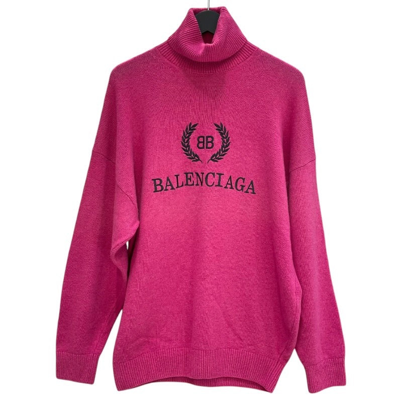 バレンシアガ BALENCIAGA ロゴタートルネックニットセーター XS ピンク ウール レディース ニット